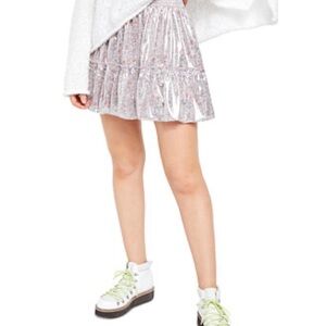 Free People Metallic Floral Bubble Mini Skirt